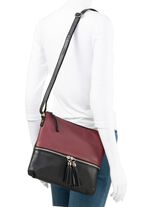 Laurina, tas, dames, met verstelbare schouderband ZWART-BORDEAUXROOD