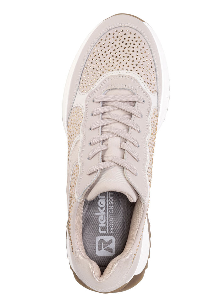 Rieker sneakers met glittersteentjes POEDERROZE-WIT