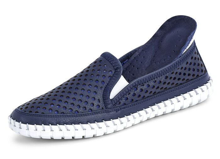Gemini pantoffels van zomers geperforeerd rundnappaleer MARINE