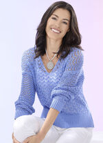 Trui van hoogwaardig garen met glanzend effect LICHTBLAUW GEMÊLEERD