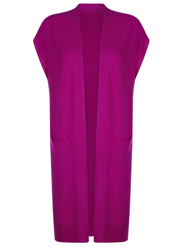 Lang gebreid kasjmier vest 