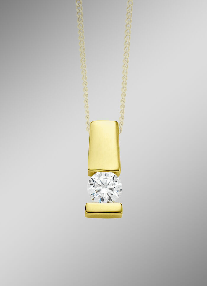 Elegante hanger in geel goud met diamant 