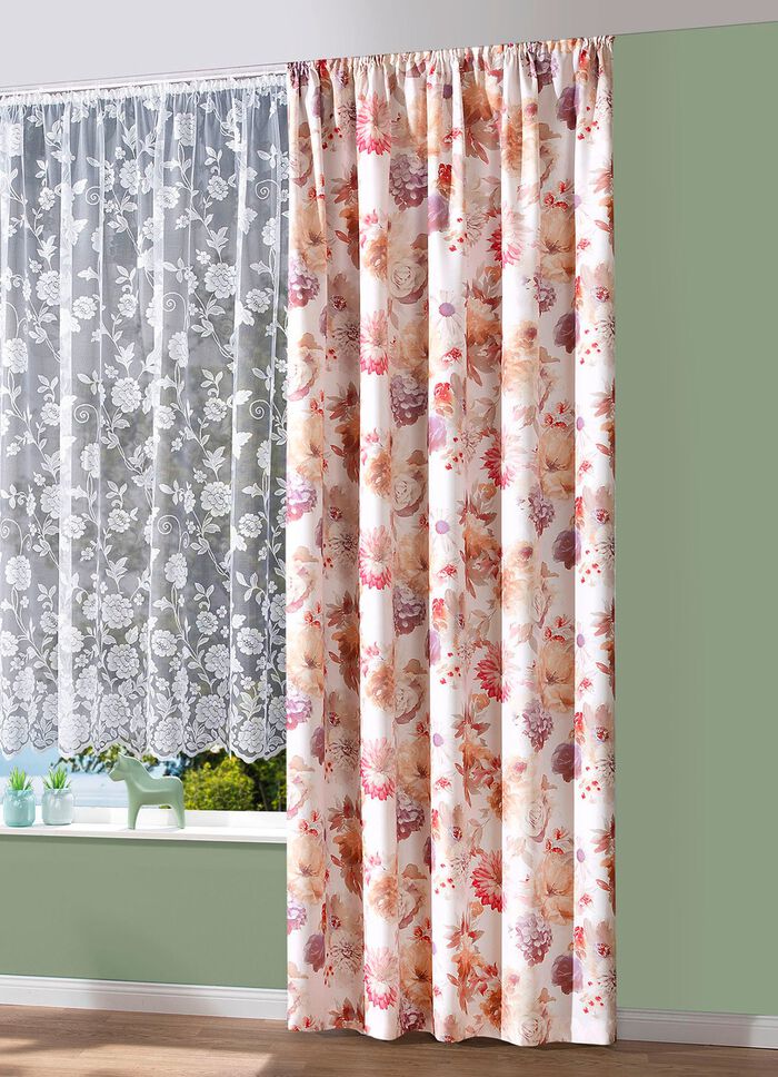 Bloemenmotief over gordijn 