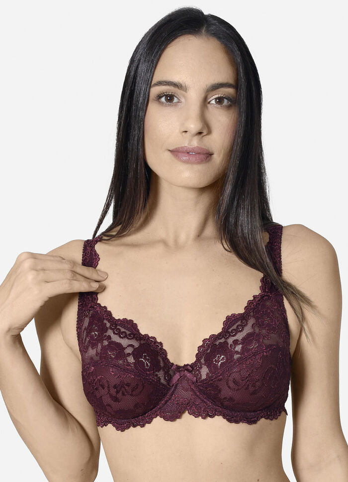 Sassa twee-pack elastische kanten beugelbeha 1X BURGUND, 1X PUDER