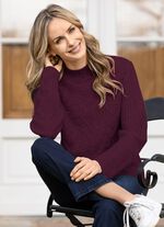 Trui met parelmoeren rand BORDEAUX