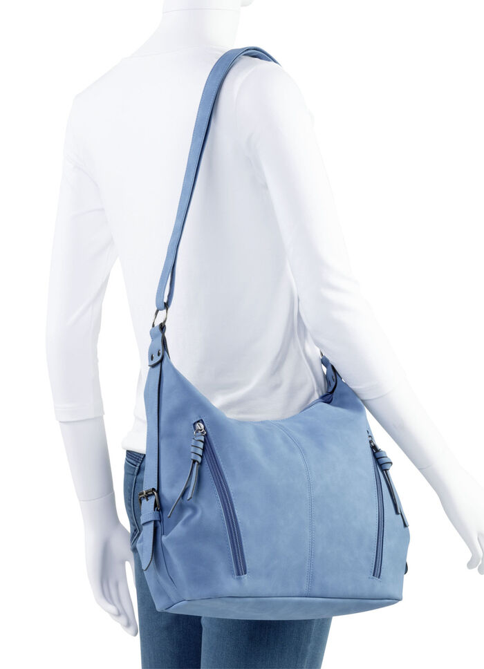 Tas van zacht, subtiel gearceerd synthetisch materiaal JEANSBLAU