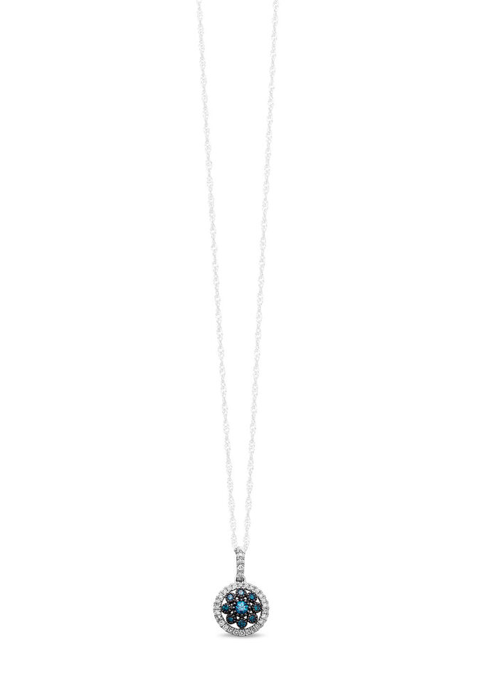 Prachtige hanger met blauwe diamanten en witte diamanten 