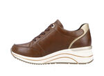 Remonte sneakers met veters en mat gouden bies BRUIN