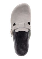 Mubb, klassieke damespantoffels, breedte H, met lamsvacht LICHTGRIJS