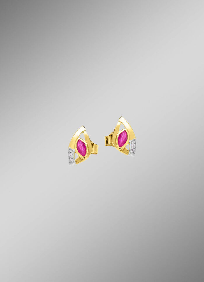 Elegante oorbellen met robijn en zirkonia 