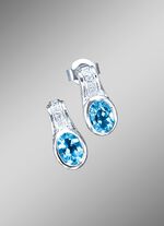 Massieve oorbellen met blauwe topaas en zirkonia 