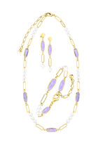 Sieradenset, 3-delig, van messing met kristalstenen 