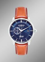 Zeppelin automatisch herenhorloge met roestvrijstalen kast en leren band 