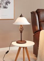 Metalen tafellamp met glazen kap 