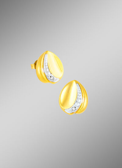 Tweekleurige oorbellen met diamanten 
