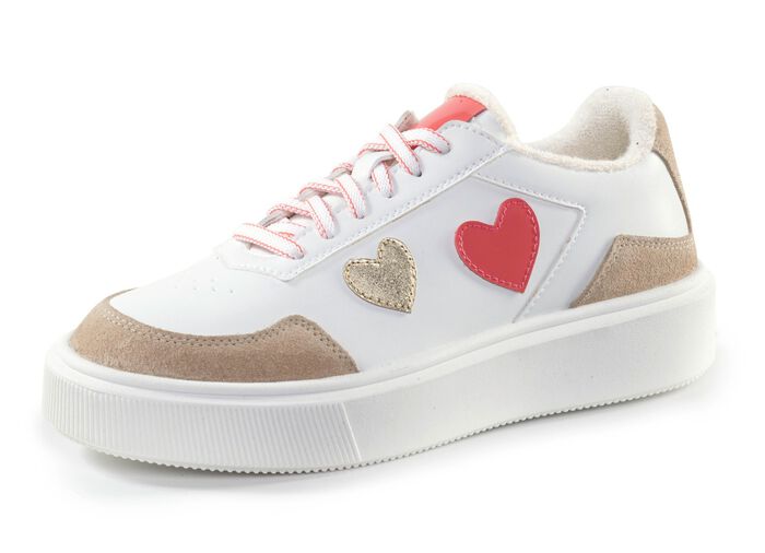 ELENA EDEN sneakers versierd met schattige hartjes WIT-BONTE