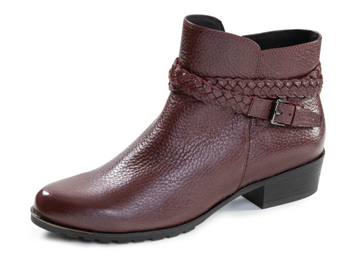 ELENA EDEN, comfortabele dames enkellaarsjes, winterschoenen, breedte G, met rits BORDEAUX