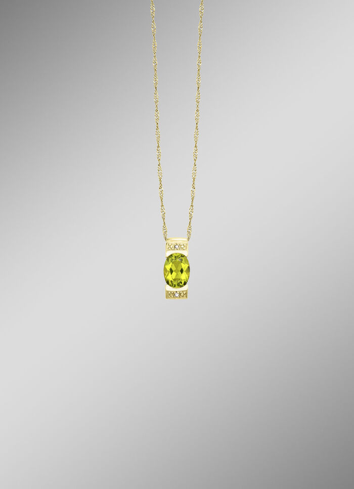Stralende natuurlijkheid – hanger met peridoot en diamanten 