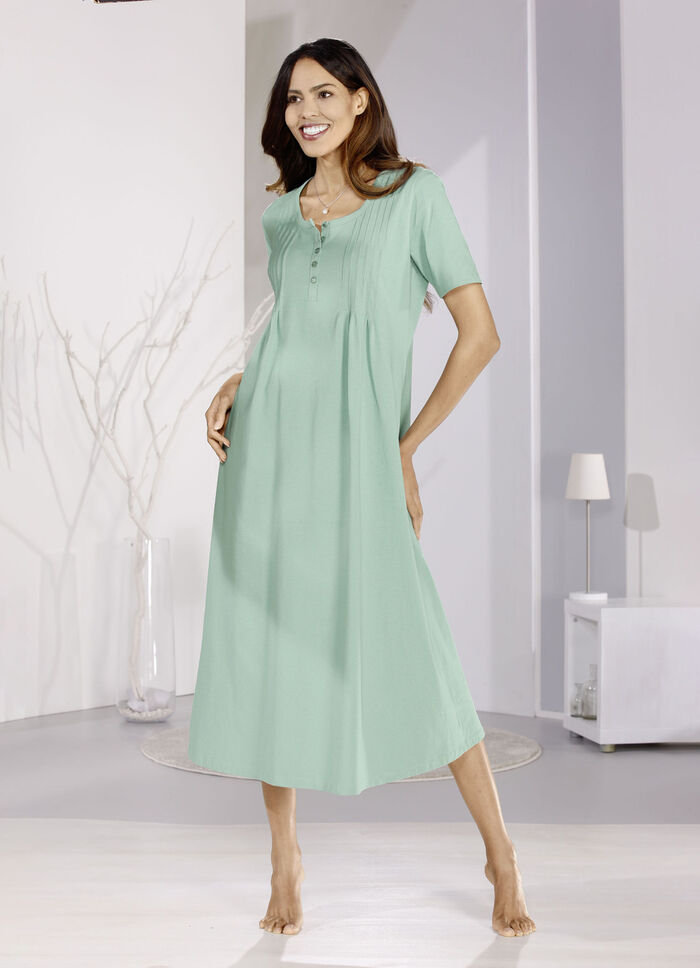 Nachthemd, enkellang met uitgebreide biezen 