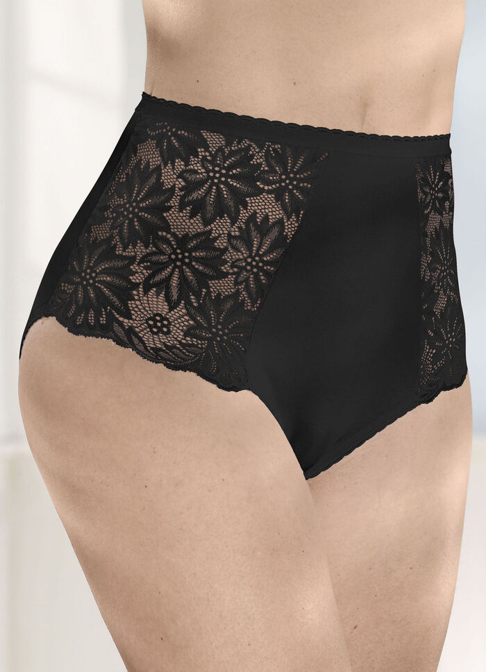 Vierpack slips met elastische kanten bloemenprint 