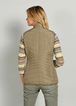 Gewatteerd vest met contrasterende biezen RIETGROEN