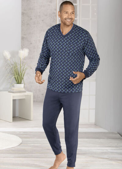 Pyjama met V-hals en manchetten 