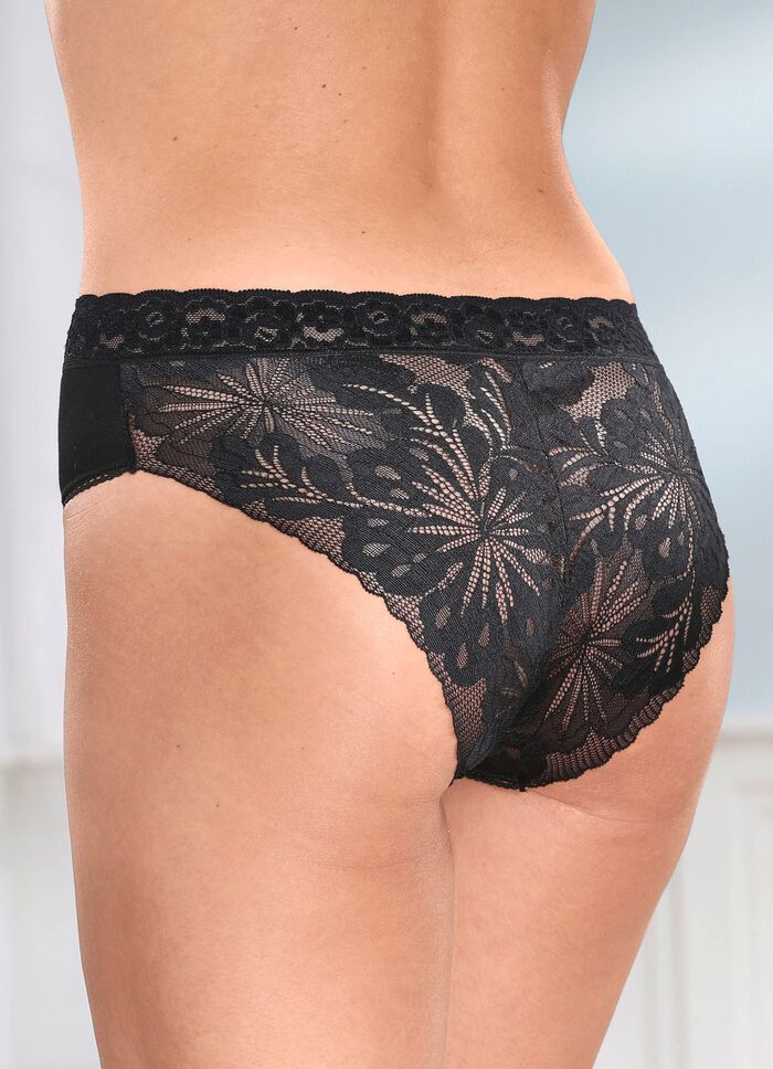 Drie-pack slip met gebloemde elastische kanten achterkant 