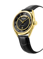Rotary quartz herenhorloge met leren band 