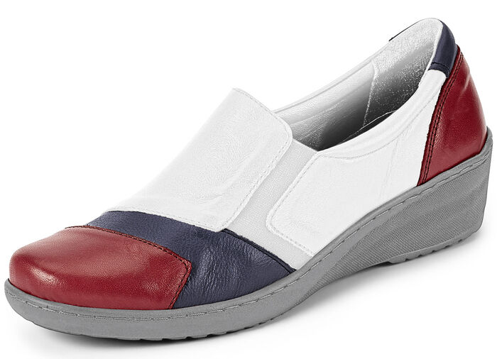 Gemini pantoffels met elastische zijkanten WIT-ROOD-BLAUW