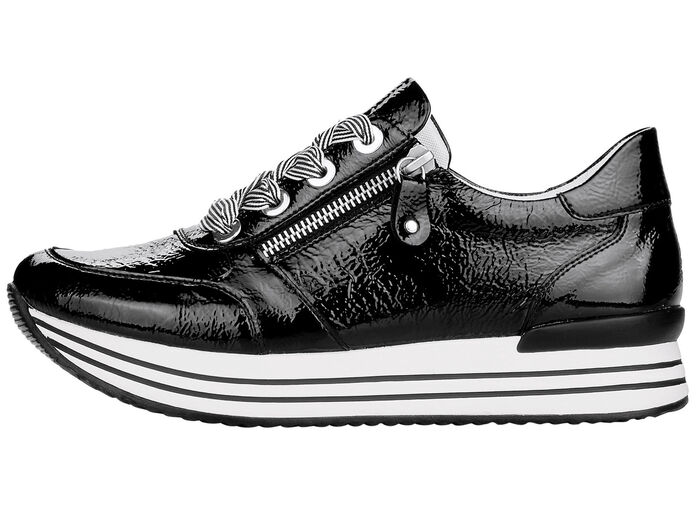 Remonte sneakers met effectieve vetersluiting ZWART