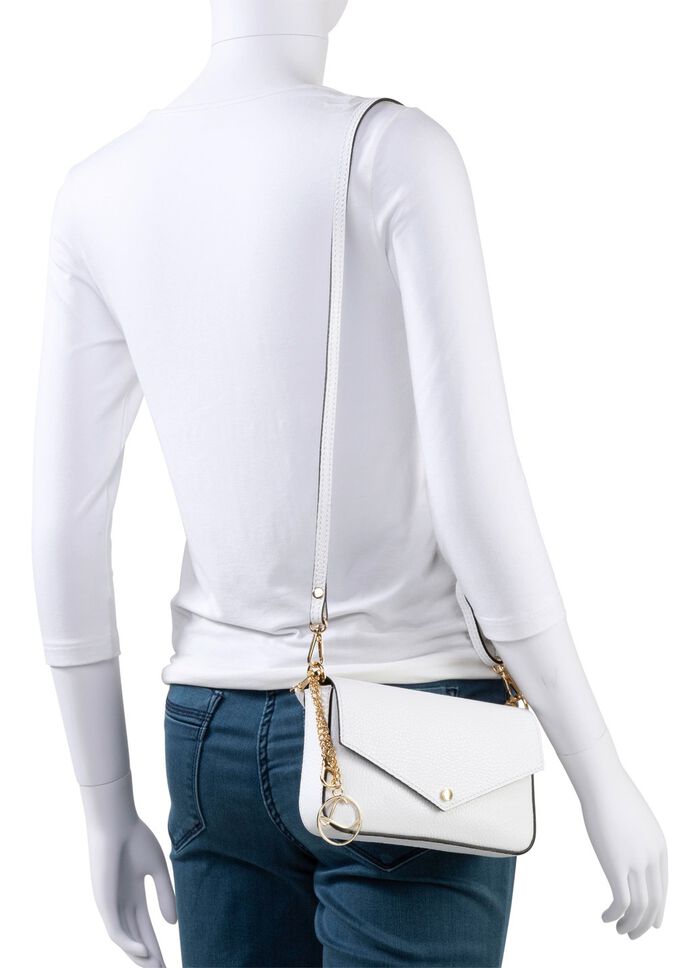 Laurina mini-tasje van generfd kalfsnappaleer WIT