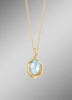 Chique hanger met echte aquamarijn en erwtenketting 