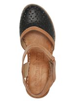 Gemini sandaal van geperforeerd rundnappaleer ZWART