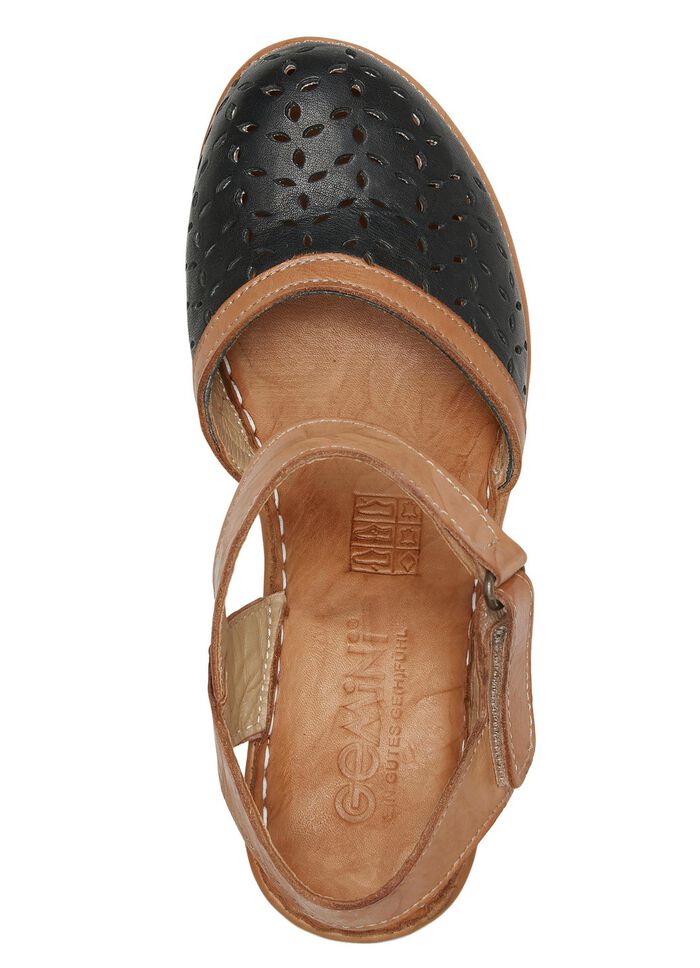 Gemini sandaal van geperforeerd rundnappaleer ZWART