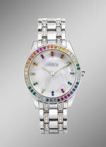 Pools quartz dameshorloge met metalen bandkast 