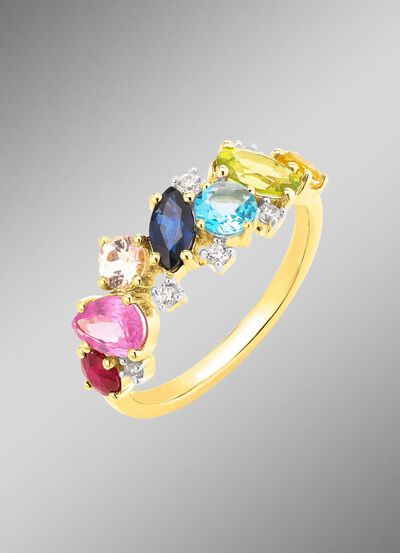 Damesring met echte edelstenen 