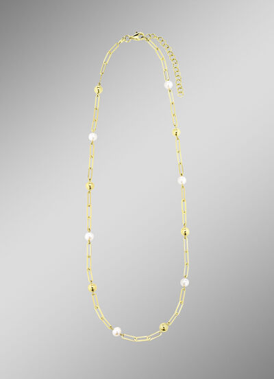 Gouden ketting met zoetwaterparels 
