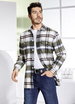 Geruit overshirt KHAKI-WOLLWEISS KARIERT