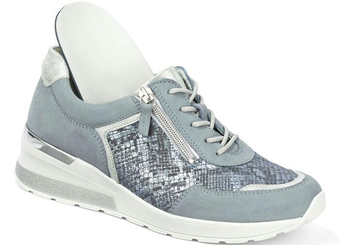 Waldläufer, comfortabele dames veterschoenen, breedte H, met uitneembaar voetbed BLAUW MATZILVER