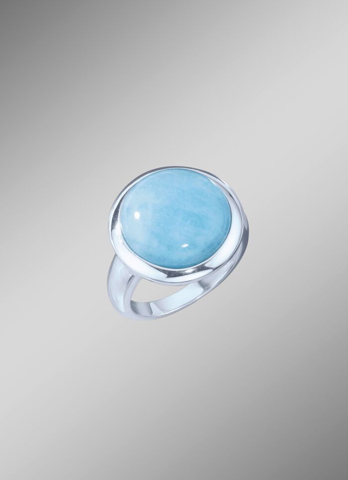 Damesring met echte melkaquamarijn 