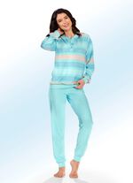 Pyjama van badstof stretch met garengeverfd streepdessin 