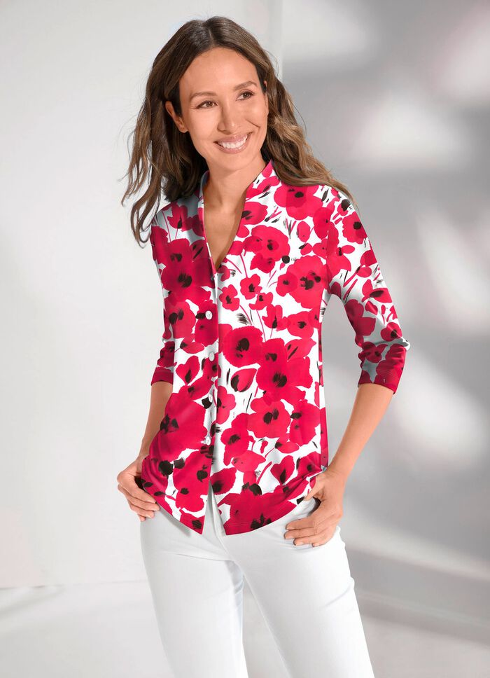 Overhemdblouse met bloemenmotief 