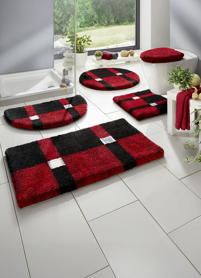 Halfrond tapijt ROOD-ZWART