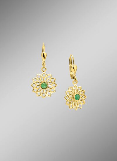 Bloeiende elegantie: oorbellen met echte smaragd 