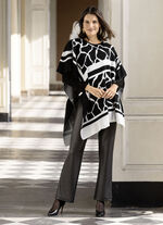 Poncho in asymmetrische puntvorm ZWART-WIT