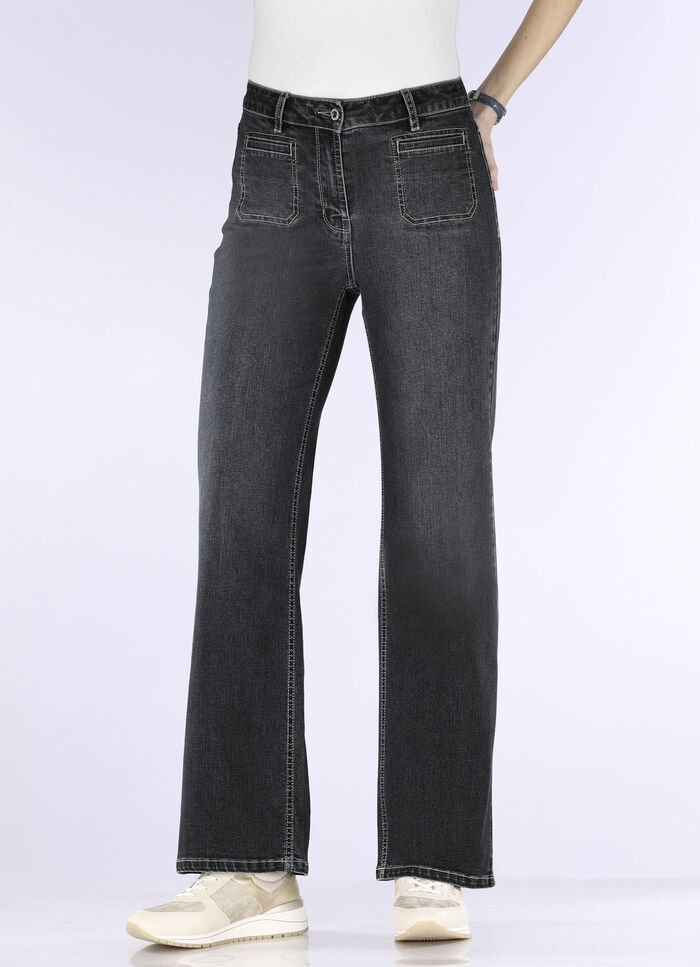 Jeans met modieuze zakken aan de voorkant ZWART