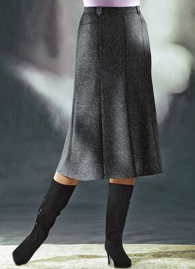 Rok met panelen van tweed met boucle-effectgaren 