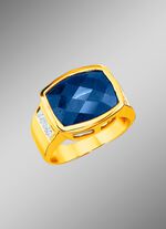 Solide herenring met saffier en diamanten 