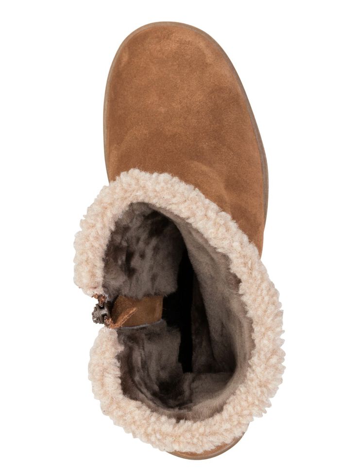 ELENA EDEN, gevoerde dameslaarzen, winterschoenen, breedte H, met lamsvacht BRUIN-BEIGE