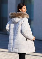 Functionele lange jas met voering van imitatiebont in de capuchon 